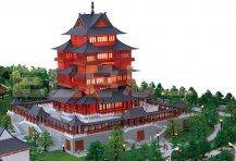 归元寺之圆通阁古建筑模型